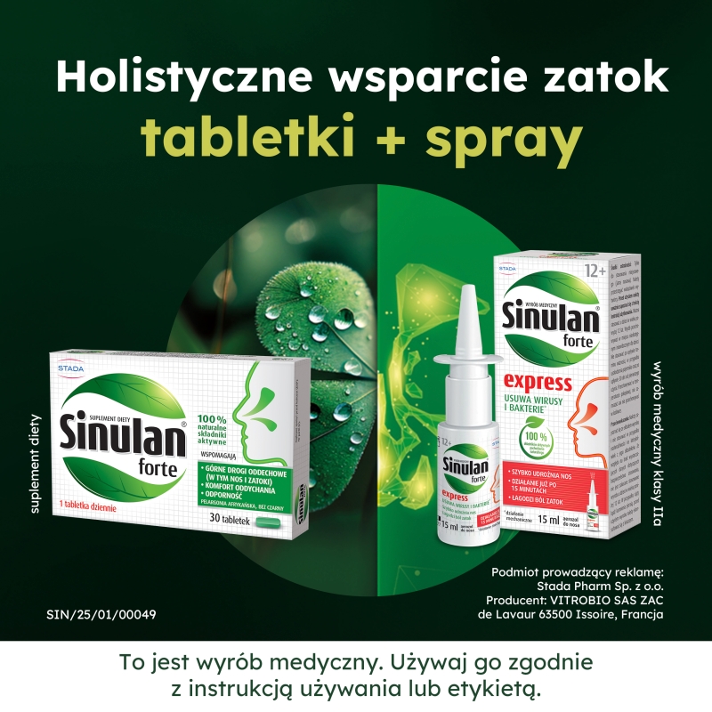 Sinulan Forte, tabletki ze składnikami wspierającymi odporność i drogi oddechowe, 30 szt.