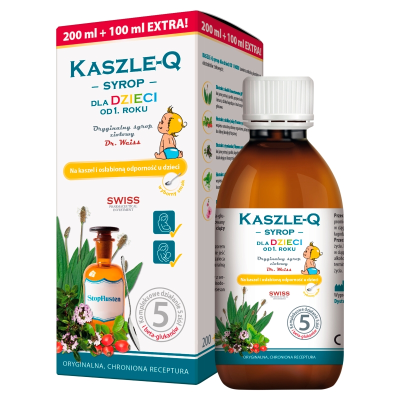 Kaszle-q, syrop dla dzieci, 300 ml KRÓTKA DATA 31.07.2026