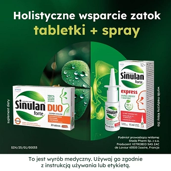 Sinulan Duo Forte, tabletki ze składnikami wspierającymi odporność i drogi oddechowe, 30 szt.