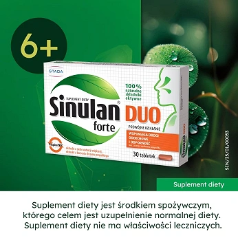 Sinulan Duo Forte, tabletki ze składnikami wspierającymi odporność i drogi oddechowe, 30 szt.
