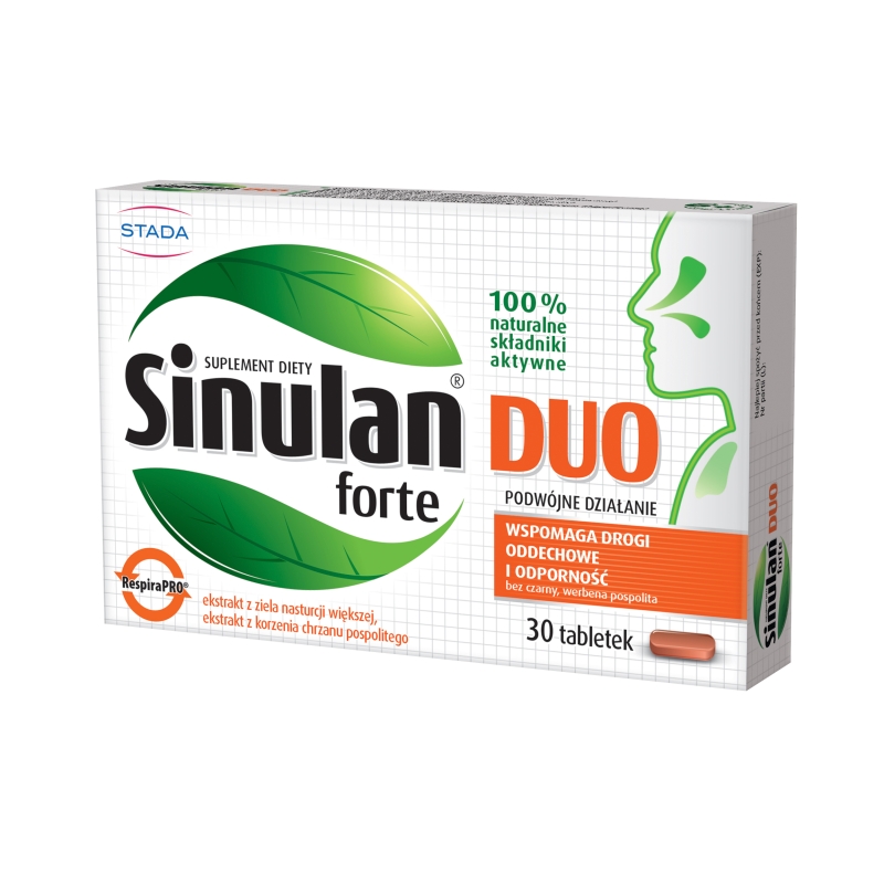 Sinulan Duo Forte, tabletki ze składnikami wspierającymi odporność i drogi oddechowe, 30 szt.