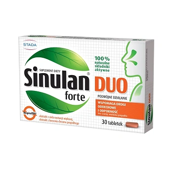 Sinulan Duo Forte, tabletki ze składnikami wspierającymi odporność i drogi oddechowe, 30 szt.