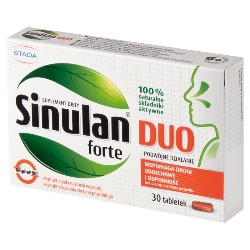 Sinulan Duo Forte, tabletki ze składnikami wspierającymi odporność i drogi oddechowe, 30 szt.