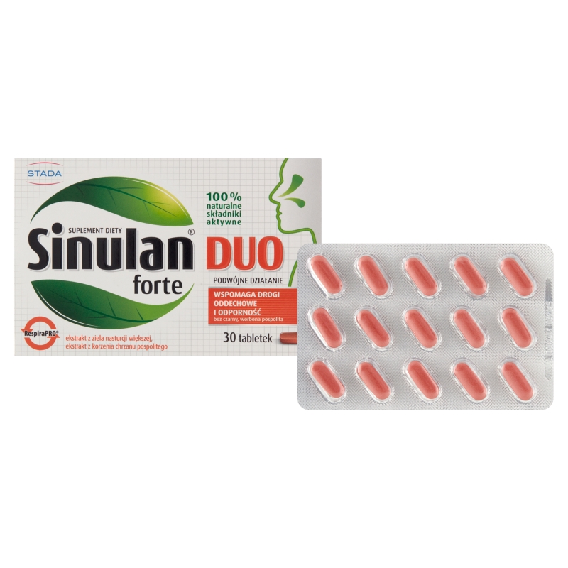 Sinulan Duo Forte, tabletki ze składnikami wspierającymi odporność i drogi oddechowe, 30 szt.