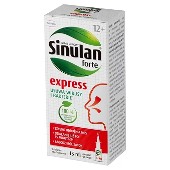 Sinulan Express Forte, aerozol udrażniający nos, łagodzący ból zatok, butelka 15 ml