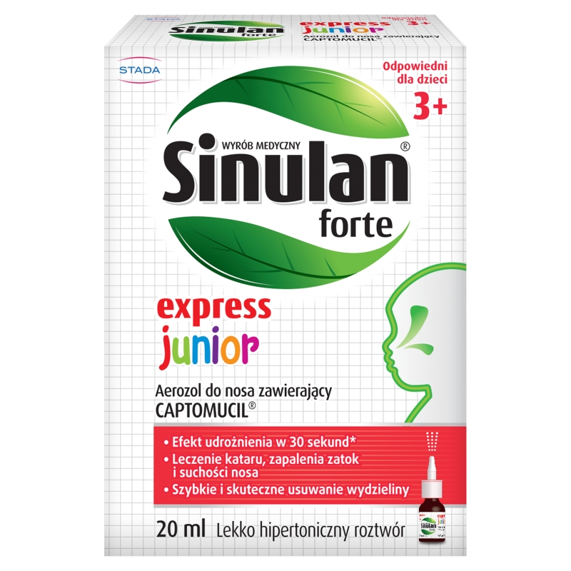 Sinulan Express Forte Junior, aerozol udrażniający nos dla dzieci, 20 ml