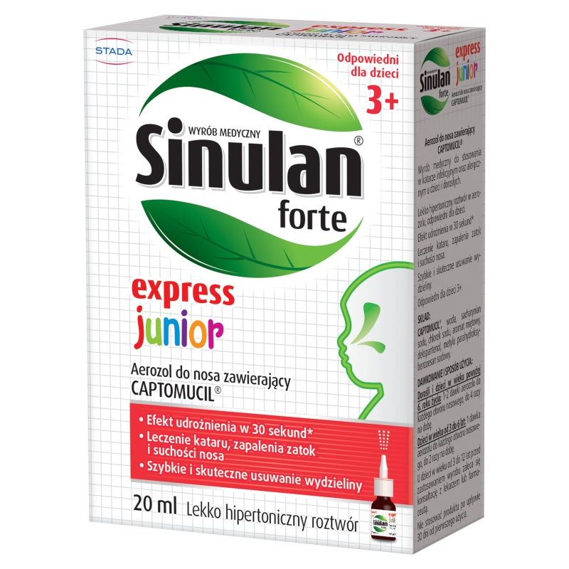 Sinulan Express Forte Junior, aerozol udrażniający nos dla dzieci, 20 ml