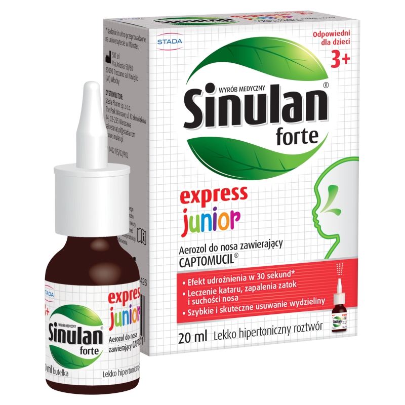 Sinulan Express Forte Junior, aerozol udrażniający nos dla dzieci, 20 ml