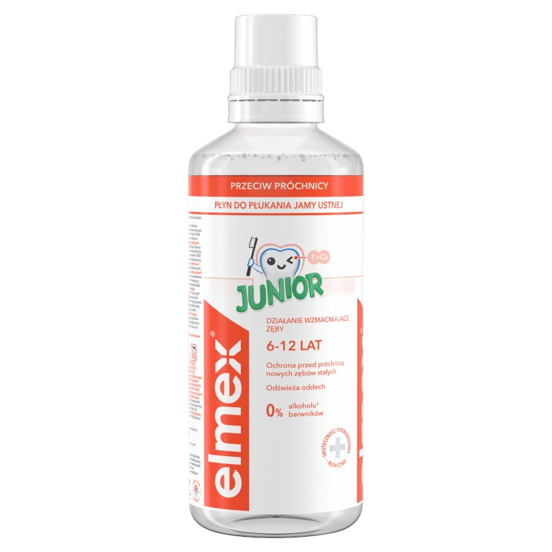 Elmex Junior plyn do płukania jamy ustnej dla dzieci, 400 ml KRÓTKA DATA 30.06.2026