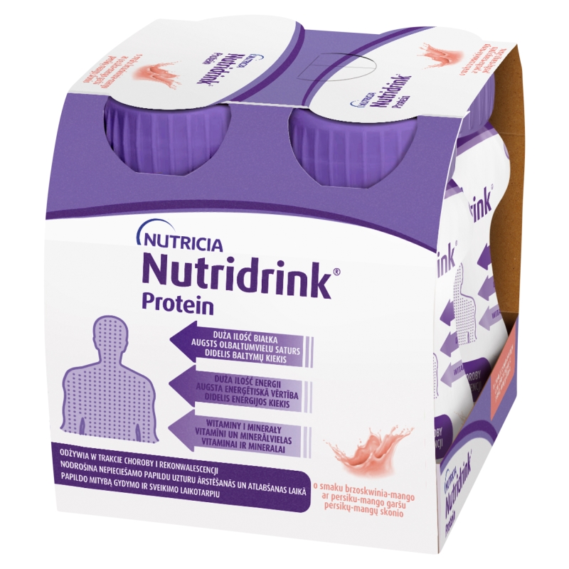 Nutridrink Protein, o smaku brzoskwinia-mango, 4 x 125 ml