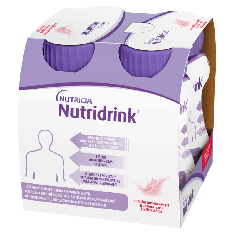 Nutridrink  o smaku truskawkowym, 4 x 125 ml