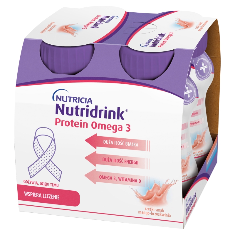 Nutridrink Protein Omega 3, o smaku mango-brzoskwinia, 4 x 125 ml