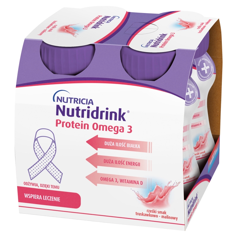 Nutridrink Protein , o smaku truskawka-malina, 4 x 125 ml