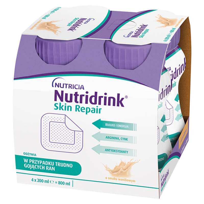 Nutridrink Skin Repair  o smaku waniliowym, 4 x 200 ml