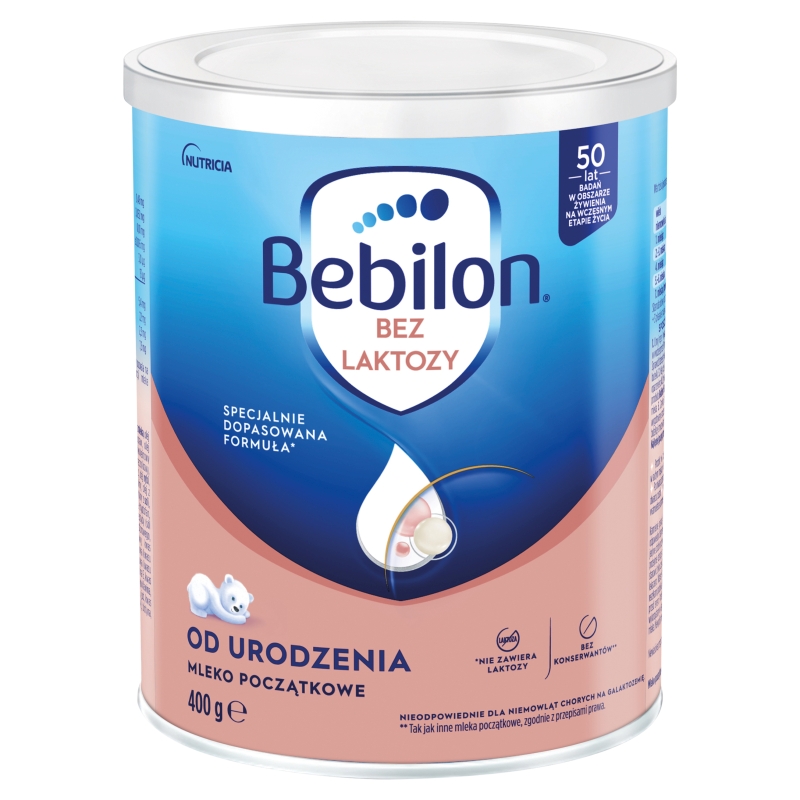 Bebilon Bez Laktozy, mleko początkowe od urodzenia, 400 g