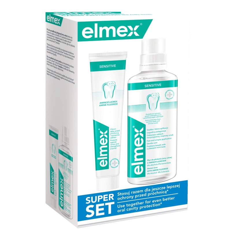 MAGNAPHARM Elmex SuperSET Sensitive, zestaw: pasta, 75 ml + płyn do płukania jamy ustnej, 400 ml — Składniki i ocena