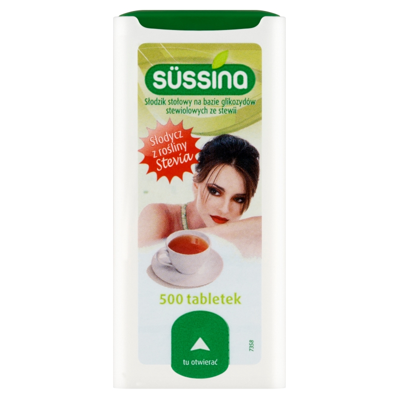 Sussina Stevia słodzik, tabletki dla diabetyków i osób ograniczających spożycie cukru, 500 szt.
