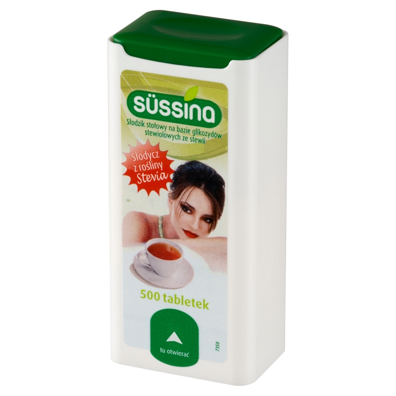 Sussina Stevia słodzik, tabletki dla diabetyków i osób ograniczających spożycie cukru, 500 szt.