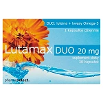 Lutamax Duo 20 mg  kapsułki zawierające luteinę i kwasy Omega-3, 30 szt.