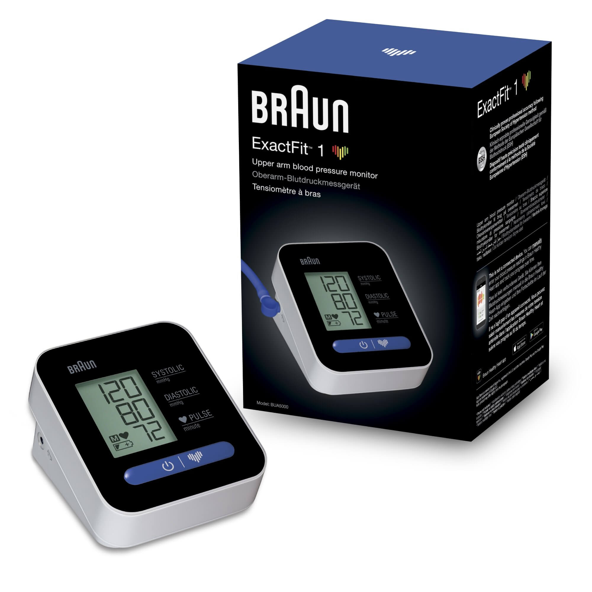 BRAUN EXACTFIT 1 BUA5000 ciśnieniomierz naramienny, cyfrowy aparat do pomiaru ciśnienia krwi i tętna, 1 szt.