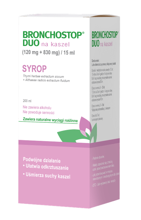 Bronchostop Duo  syrop na suchy kaszel i utrudnione odkrztuszanie, 200 ml