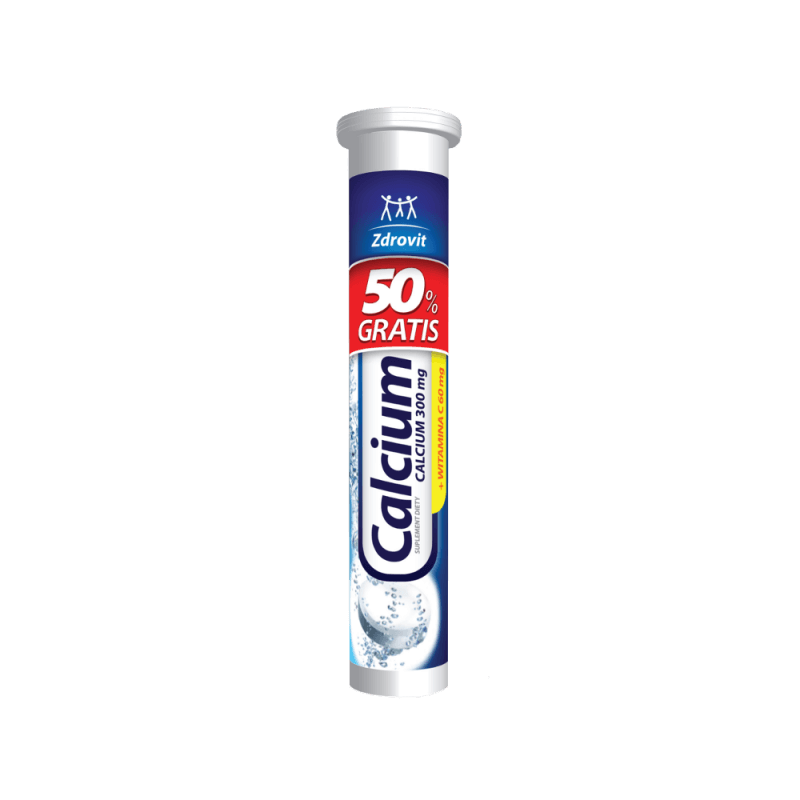 Zdrovit Calcium + Vitamin C tabletki musujące ze składnikami uzupełniającymi dietę w wapń i witaminę C o smaku mandarynkowym, 20 szt.