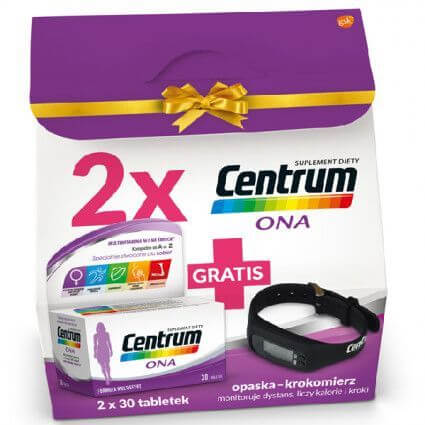 Centrum ONA Zestaw, z witaminami dla kobiet 2 x 30 szt. + krokomierz
