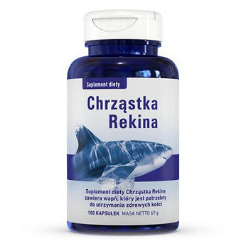 Chrząstka Rekina, kapsułki ze składnikami uzupełniającymi dietę w wapń i fosfor, 100 szt.