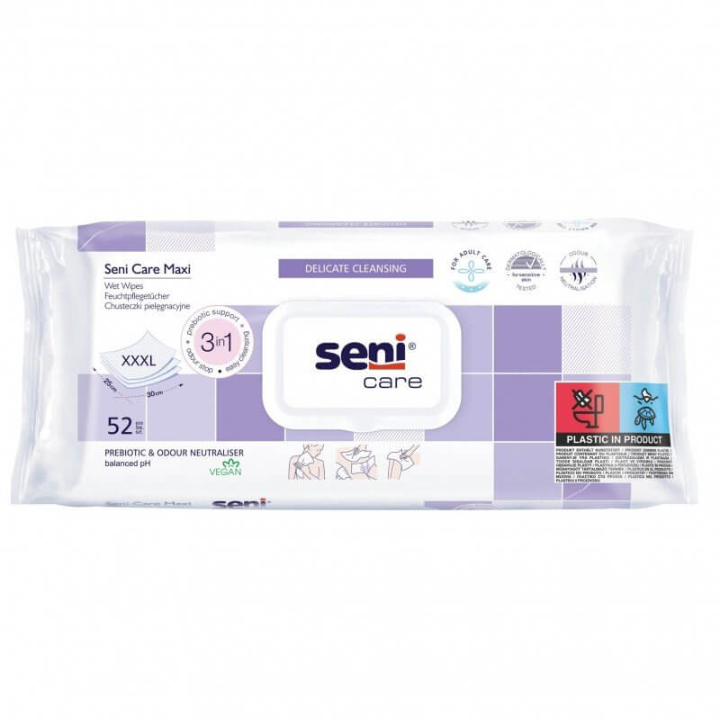Seni Care Chusteczki pielęgnacyjne, maxi 3w1, 52 szt.