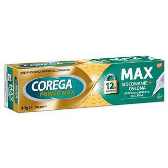 Corega Max Mocowanie + Osłona , krem mocujący do protez zębowych o miętowym smaku, 40 g