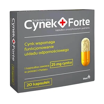 Cynek+Forte, kapsułki o przedłużonym uwalnianiu z cynkiem, 20 szt.