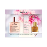 Nuxe Huile Prodigieuse zestaw: suchy olejek, 50 ml + woda micelarna 3 w 1, 50 ml + suchy olejek z drobinkami, 10 ml
