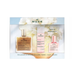 Nuxe Huile Prodigieuse Or  zestaw: suchy olejek z drobinkami, 50 ml + woda micelarna 3 w 1, 50 ml + suchy olejek, 10 ml
