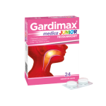 Gardimax Medica Junior tabletki do ssania dla dzieci łagodzące ból gardła o smaku truskawkowym, 24 szt.