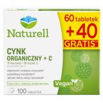 Naturell Cynk organiczny + C tabletki wpływające na odporność i zmniejszające zmęczenie, 100 szt.