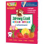 Zdrowy Lizak Mniam-Mniam wzbogacony o 12 witamin i 3 minerały o różnych smakach,  4+1 szt.