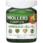 Moller's Complex kapsułki dla osób dorosłych pomagające uzupełnić dietę w kwasy omega-3, witaminę D i witaminę K, 60 szt.