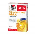 Doppelherz Aktiv Witamina C 1000 Max + Witamina D tabletki pomagające uzupełnić dietę, 30 szt.