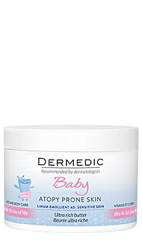 Dermedic Linum Emolient Baby, masło intensywnie natłuszczające do twarzy i ciała, 225 ml