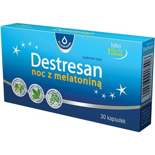 Destresan noc z melatoniną kapsułki ze składnikami ułatwiającymi zasypianie, 30 szt.