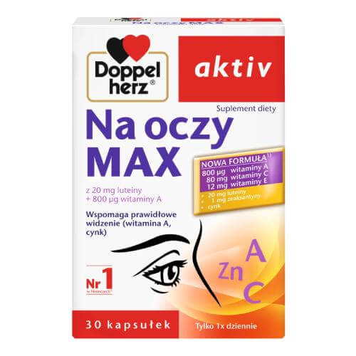 Doppelherz aktiv Na oczy MAX  kapsułki ze składnikami wspierającymi prawidłowe widzenie, 30 szt.
