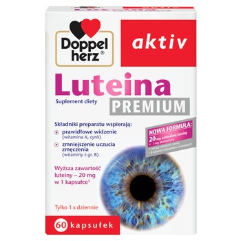 Doppelherz aktiv Luteina Premium, kapsułki ze składnikami wspierającymi prawidłowe funkcjonowanie oczu, 60 szt.