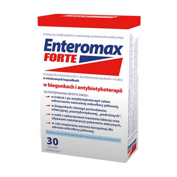 Enteromax Forte kapsułki ze składnikami wspomagającymi leczenie biegunki, 30 szt.