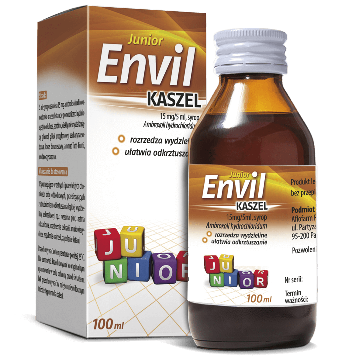 Envil kaszel junior , syrop o działaniu wykrztuśnym, 100 ml