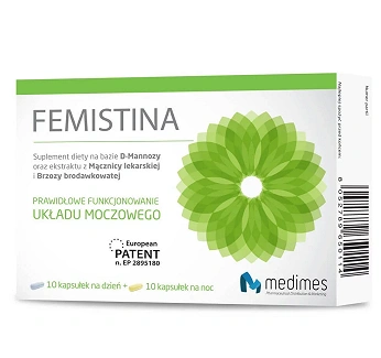 Femistina, kapsułki na dzień i na noc ze składnikami wspierającymi układ moczowy, 10 szt. + 10 szt.