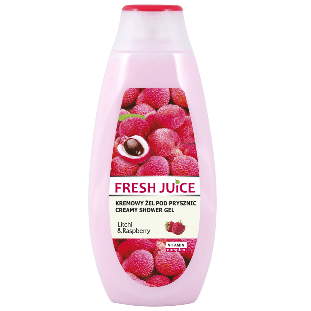 Fresh Juice, kremowy żel pod prysznic o zapachu lichi i maliny , 400 ml