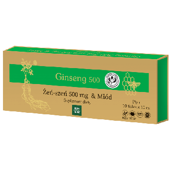 Ginseng 500 Żeń-szeń & Miód , płyn dla osób dorosłych w okresach osłabionej odporności, 10 x 10 ml