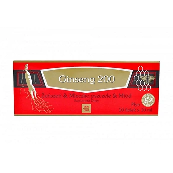 Ginseng 200 Żeń-szeń & Mleczko pszczele & Miód, płyn dla osób dorosłych w okresach osłabionej odporności, 10 x 10 ml