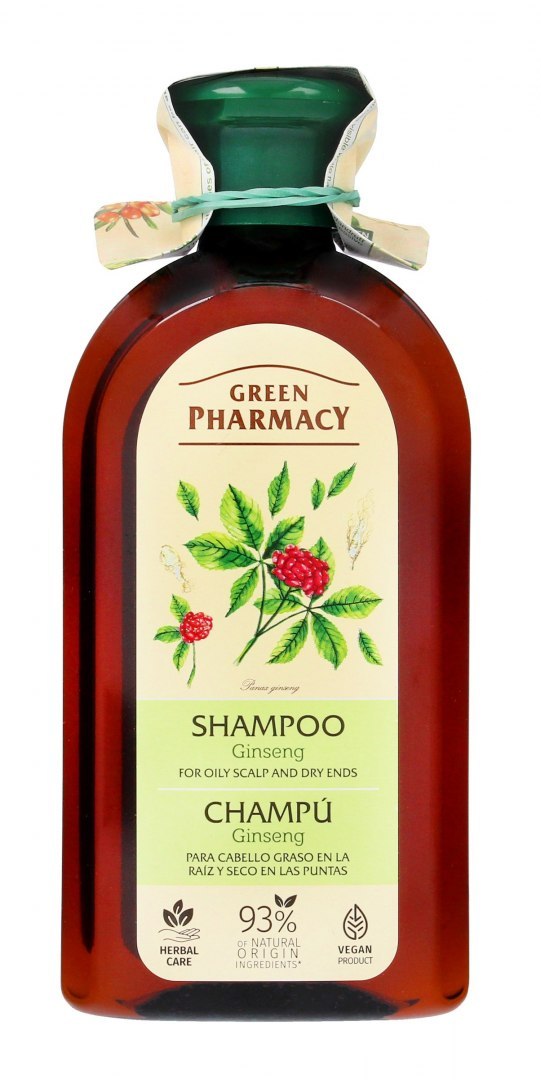 ELFA PHARM Green Pharmacy, szampon do włosów tłustych u podstawy i suchych na końcach, Żeń-Szeń, 350 ml — Inhaltsstoffe i ocena