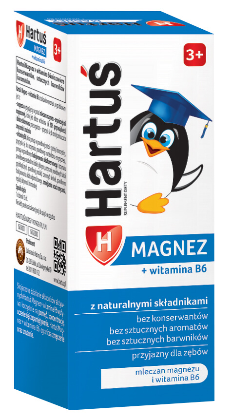Hartuś Magnez + witamina B6, syrop dla dzieci powyżej 3 lat, 120 ml
